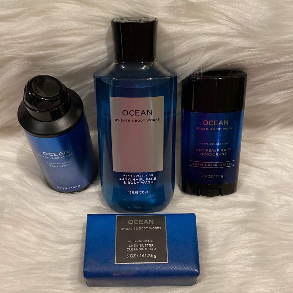 💙4-pc Set, “OCEAN” for Men by BBW, w/Pro Vit B5 + Aloe, NWTags on all 4-items